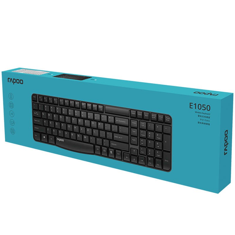雷柏（Rapoo） E1050 无线键盘 办公键盘 紧凑键盘 防溅洒设计 笔记本键盘 电脑键盘 黑色