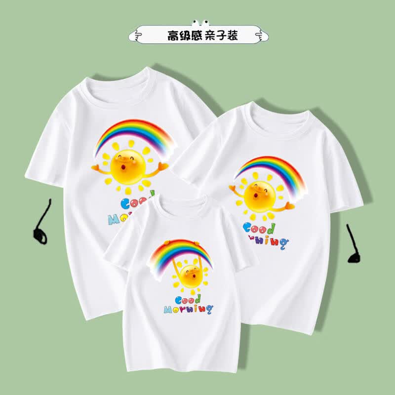 毛毛鸭阳光彩虹幼儿园小学生活动班服短袖纯棉亲子装t恤新款夏季儿童