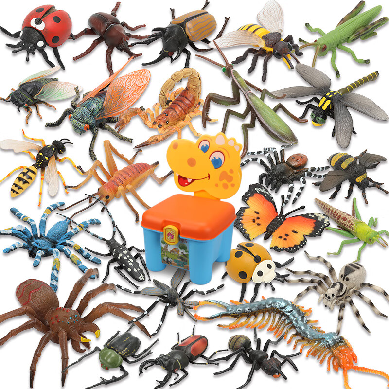 仿真昆虫模型动物玩具蜜蜂蝴蝶蜻蜓儿童认知套装 昆虫动物26件套装
