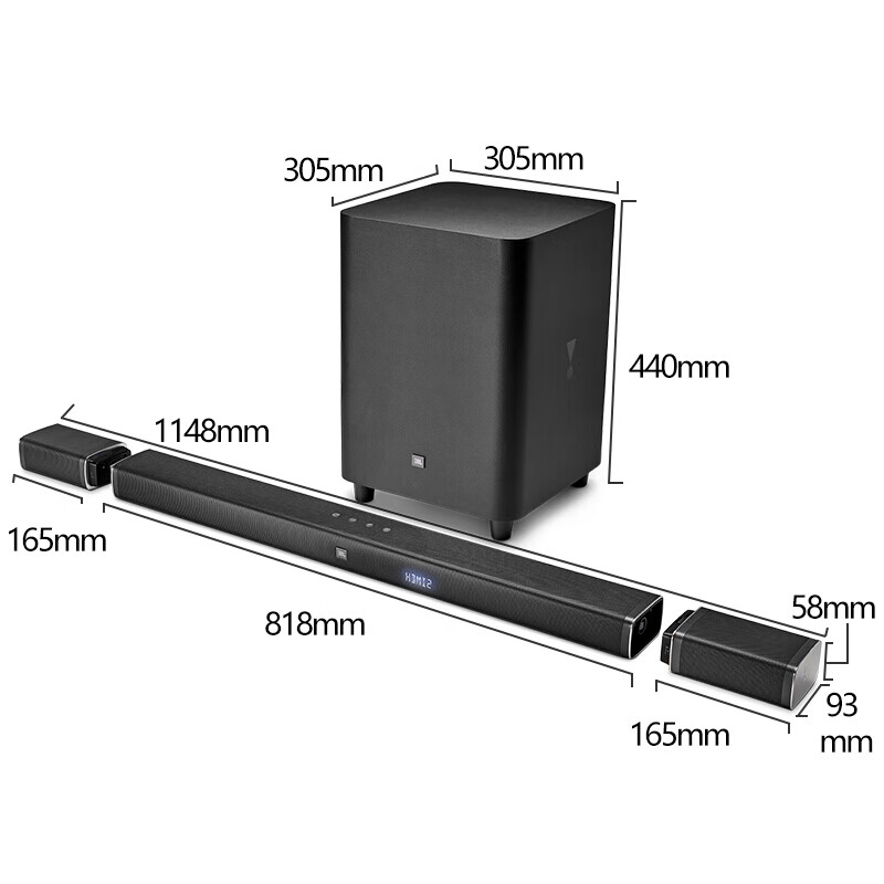 家庭影院低音炮JBLBAR5.15.1Soundbar回音壁蓝牙音箱唱卡拉OK话还要配什么？