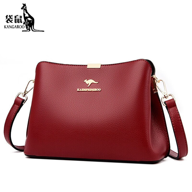 袋鼠(kangaroo)轻奢品牌真皮女包母亲节妈妈婆婆软皮大容量牛皮斜跨包