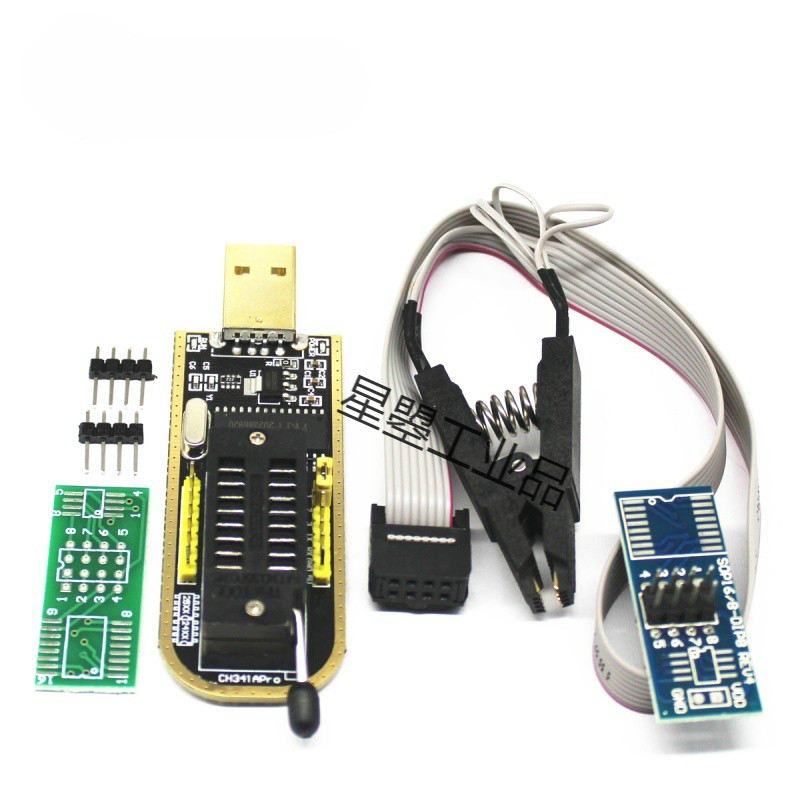 XTW100 CH341A编程器 USB主板路由液晶 烧录座烧录夹 24 25烧录器 CH341A+测试夹 SOP8