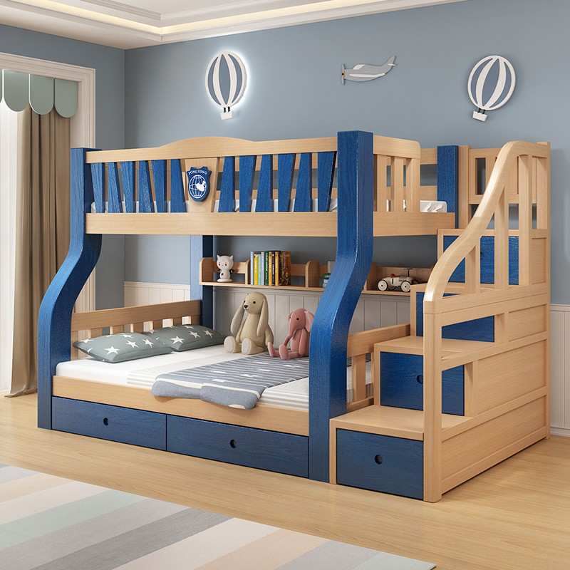 莱客轩 LAIKEXUAN 儿童床（预约免费安装） 上下床实木高低床子母床双层上铺1.3米下铺1.5米梯柜款