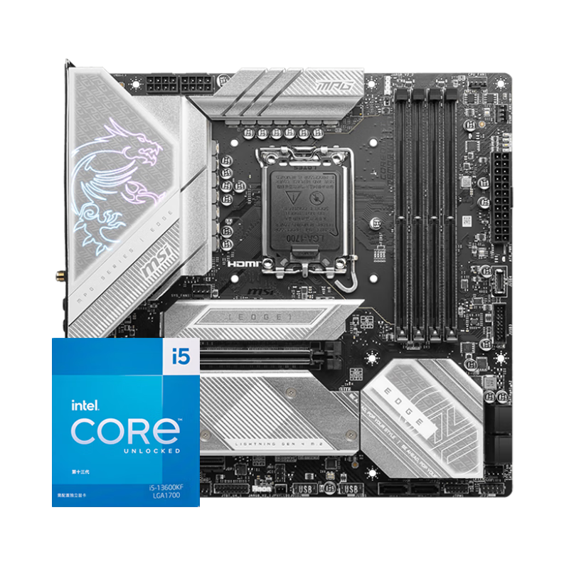 微星英特尔 酷睿 13代I5 搭 微星（MSI）B760 主板CPU套装迫击炮 板U套装 B760M EDGE TI WIFI DDR5 I5 13600KF