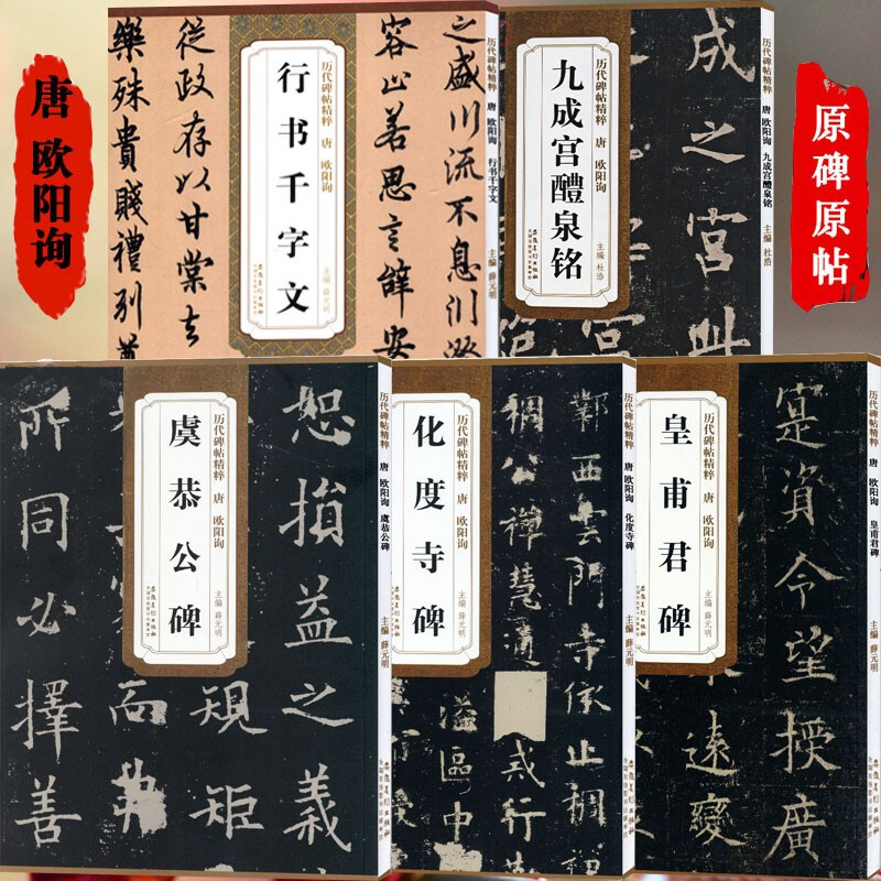 正版欧阳询书法字帖5册 历代碑帖精粹九成宫醴泉铭化度寺碑行书千字文皇甫君碑虞恭公碑楷书行书毛笔字帖
