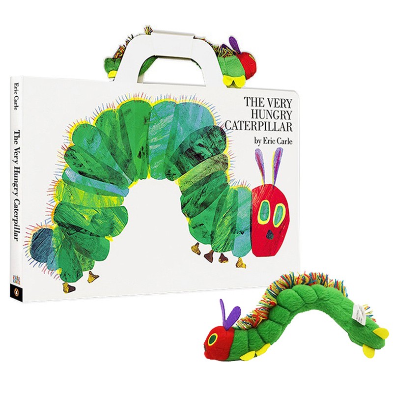 英文原版 The Very Hungry Caterpillar 纸板书 手提超大大开本 附毛毛虫玩偶 廖彩杏吴敏兰书单推荐 Eric Carle启蒙洞洞书 . 绿山墙图书