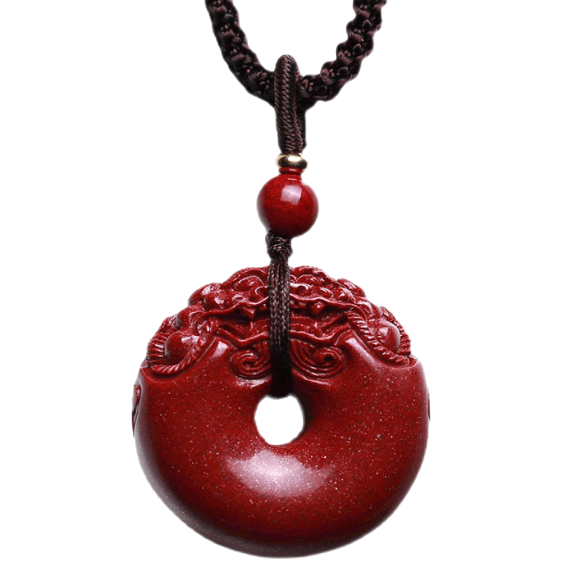 翡可翡可 朱砂吊坠平安扣原矿朱砂高含量紫金砂平安男女款礼物 朱砂心经平安扣