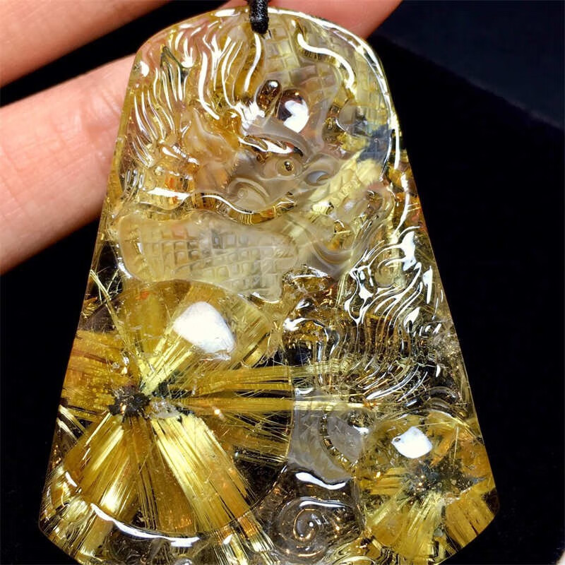 墨辰珠宝 钛晶花龙牌吊坠 雕工细致 造型大气简约 招财守财 附证书送