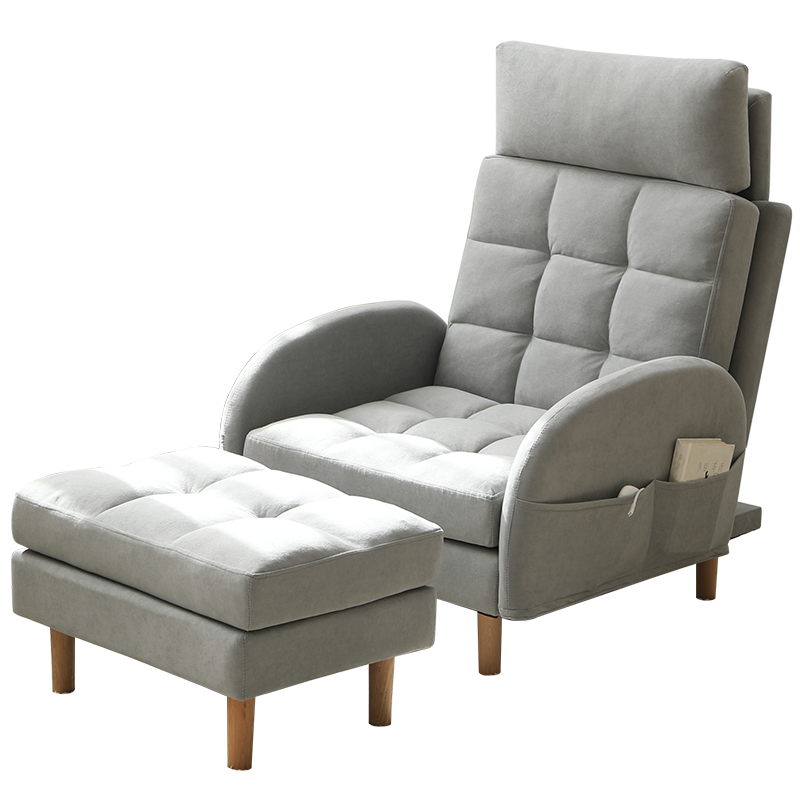 积木部落 jimubuluo 懒人沙发阳台休闲椅卧室单人小沙发靠背椅子折叠躺椅小户型沙发椅 蓝色沙发+脚踏