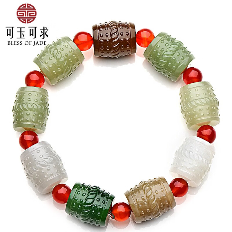 可玉可求 和田玉手链 多宝玉手串男女款玉石手串一 路路通手链 款一约