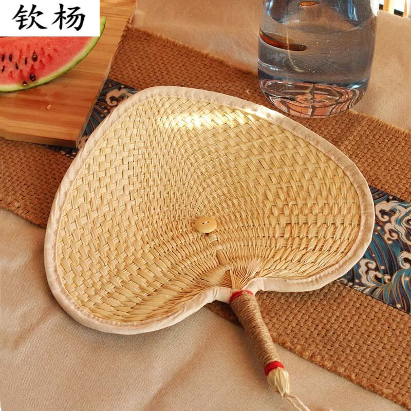 阡侗家用老式草編扇子扇風(fēng)兒童手工編織大蒲扇夏天便攜小葵扇子寶寶扇 升級(jí)原棉包邊(寬30cm-32cm) 成