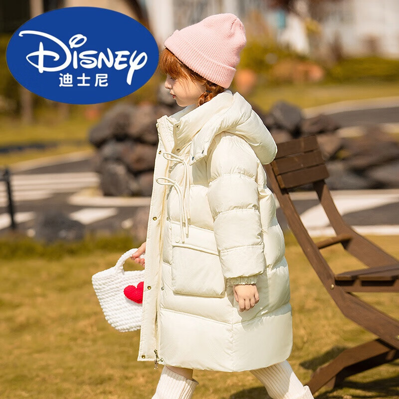 duckkids小黄鸭羽绒服女童中长款2024新款冬季女孩洋气儿童大童加厚