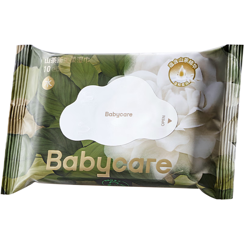babycare山茶新生柔湿巾新生儿湿纸巾加大加厚擦脸 10抽*1包