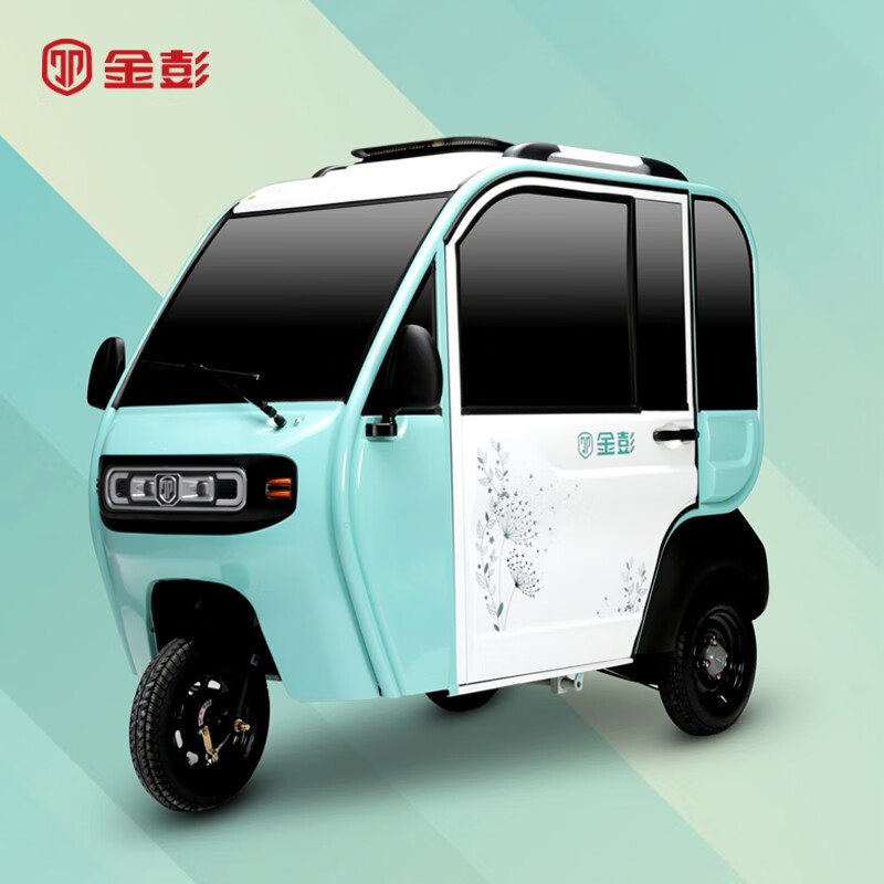 金彭电动三轮车豆咖全封闭带篷小型老年代步接送孩子新国标可上牌
