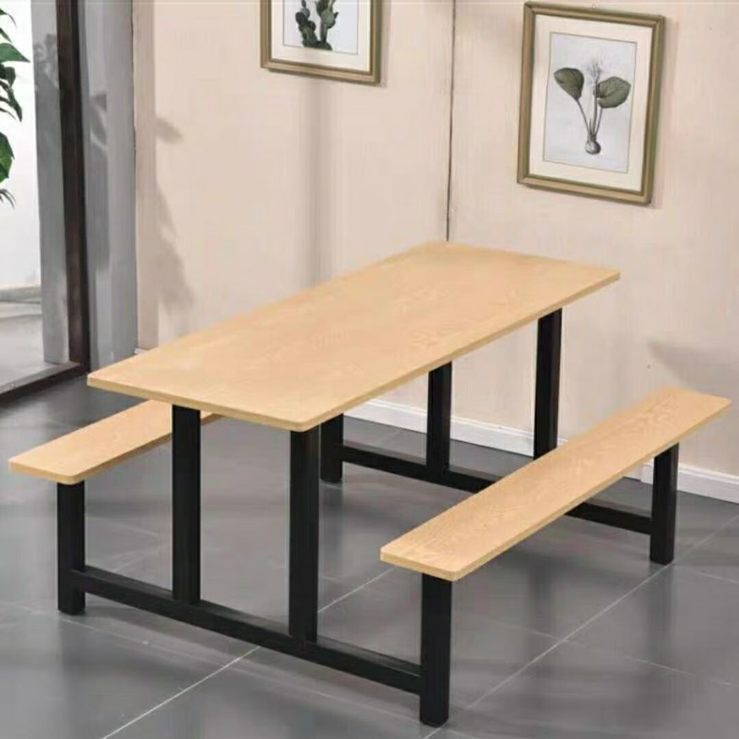 映恺学校学生食堂餐桌椅组合4人6人8人员工厂连体不锈钢餐桌快餐桌椅