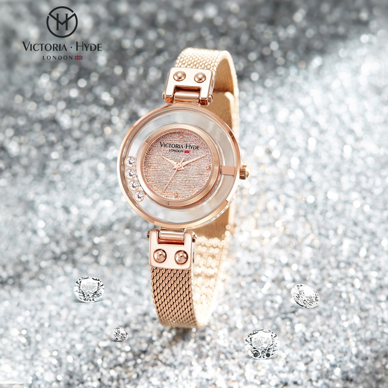 VICTORIA·HYDE星辰手表女小众轻奢女表满天星表盘高级感石英表新年情人节送女友 高贵玫金(配手镯)