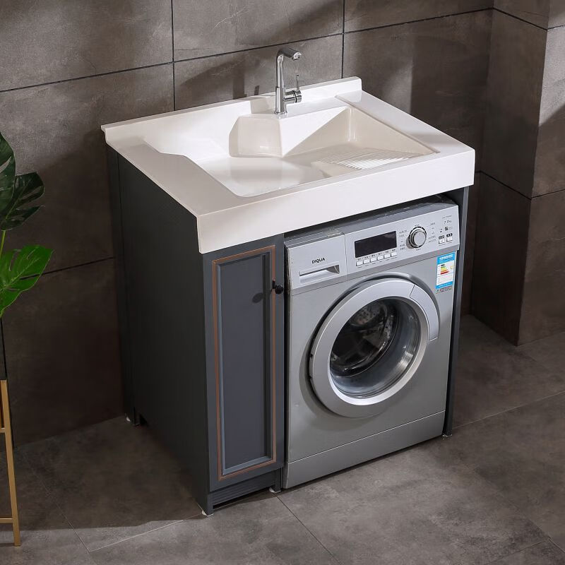 千石阳台一体成品柜太空铝洗衣柜组合小户型柜组合 90x65左柜带搓衣板