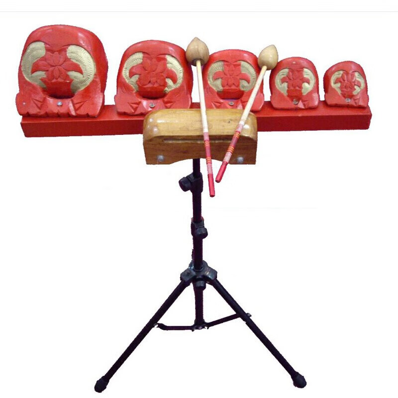 新宝五音木鱼 套装木鱼5音木鱼连架 带支架五音木鱼