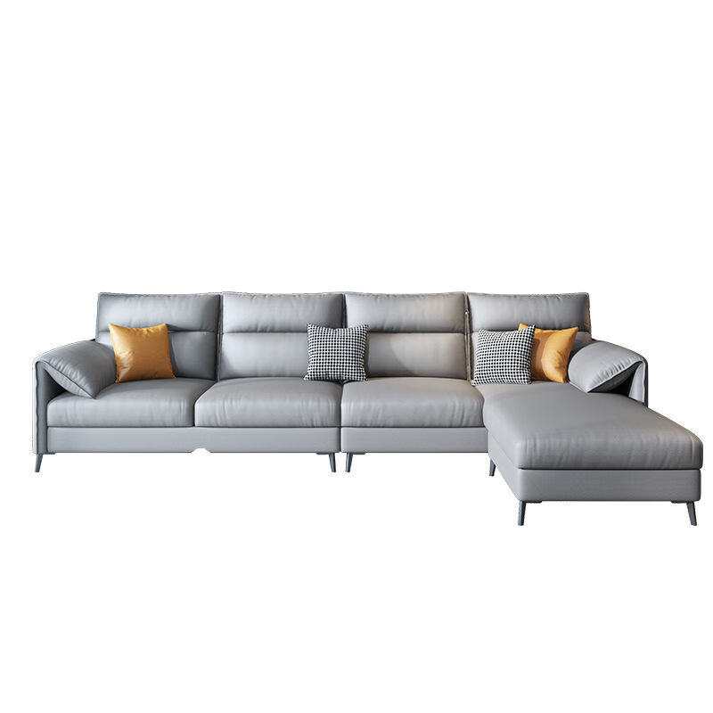 北欧科技布皮沙发客厅大小户型整装多功能可拆洗皮艺沙发现代简约 浅