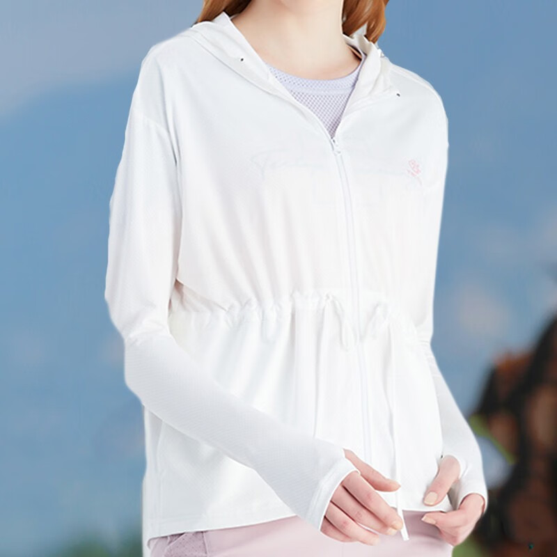 探拓（TECTOP）户外冰丝防晒衣女款时尚防紫外线跑步运动服夏透气带帽子外套UPF50+骑行皮肤风衣 白色 S