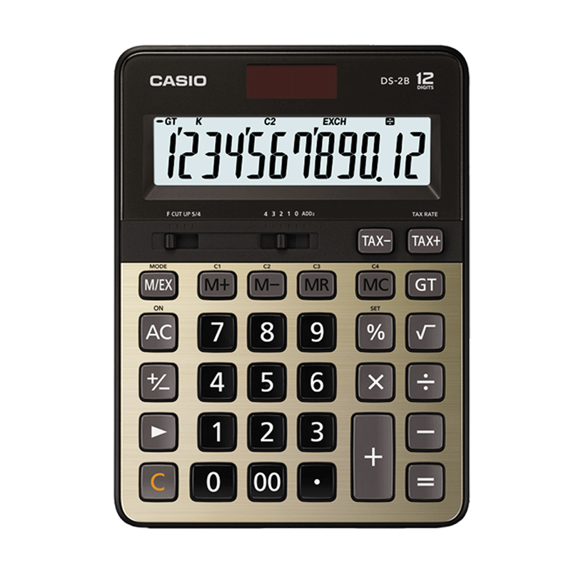 卡西歐DS-2B銀行會(huì)計(jì)快速翻打計(jì)算器商務(wù)財(cái)務(wù)辦公金屬面板大屏大按鍵太陽能計(jì)算機(jī) 【無語音功能】DS-2B(長18.9cm 寬14c