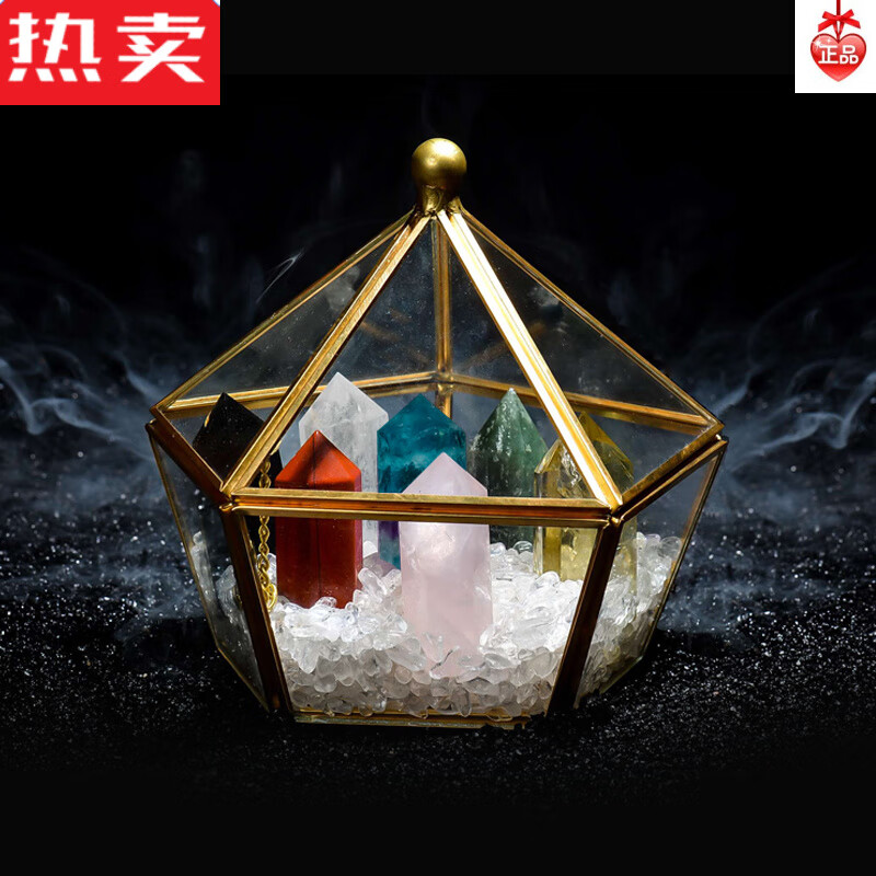 盼茹水晶柱原石七星阵灵石粉水晶紫晶矿石标本矿物球家居祝福摆件