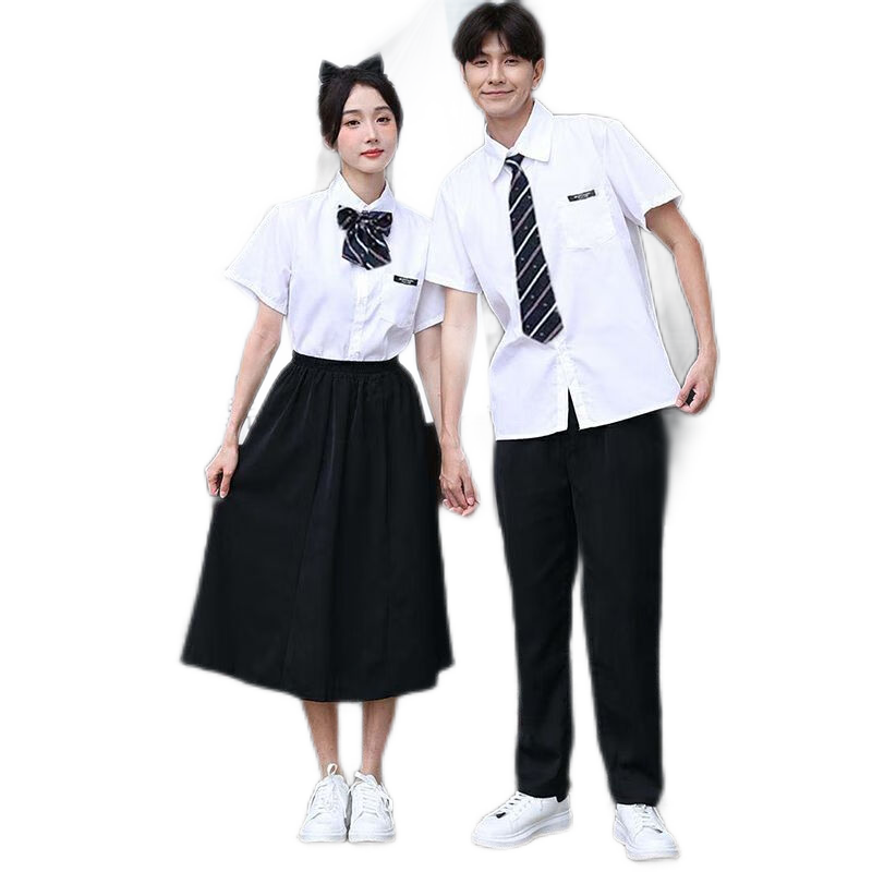 咚憬畢業(yè)班服套裝韓版夏季初中高三英倫學(xué)院風(fēng)班服高中學(xué)生校服短長裙 字母男長袖+褲子+藏青領(lǐng)帶 M