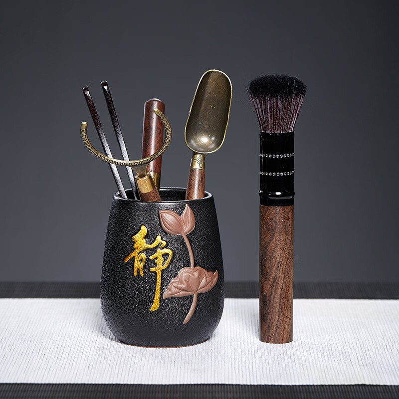 美斯尼 茶道六君子套装茶刀茶勺茶夹茶托养壶笔泡茶工具大全家用功夫