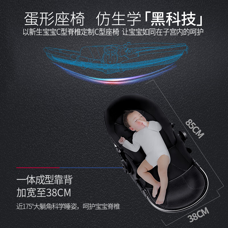 酷贝乐（coballe） 德国婴儿推车可坐可躺轻便折叠双向高景观婴儿车新生儿宝宝儿童手推车 Nebula-太空之旅(尊享黑)