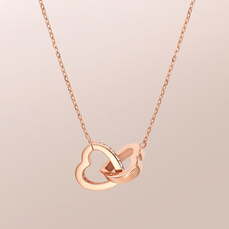 dr 白18k金项链女 my heart系列 心连心 套链 dr会员专属 请联系客服