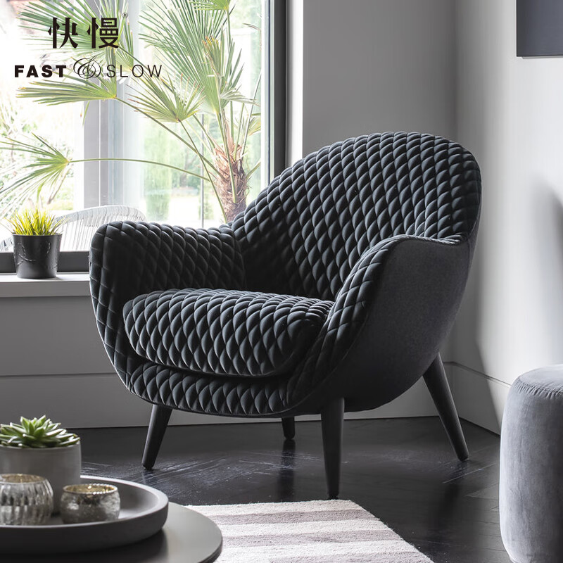快慢意式极简休闲椅简约梳妆椅餐厅家用书椅客厅单人沙发椅poliform