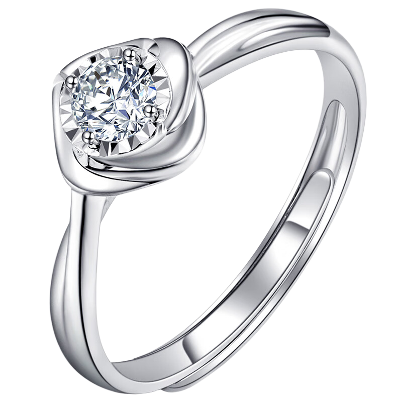 喜鉆生日禮物鉑金戒指活口可調(diào)節(jié)鉆戒求婚結(jié)婚鉆石戒指情侶對戒