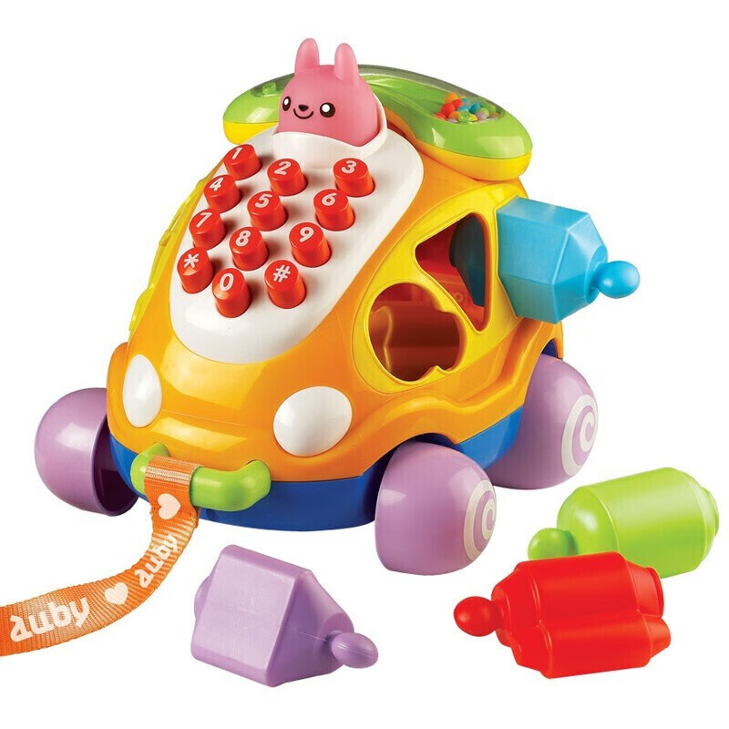 澳贝 汽车电话 益智1-3岁拖拉学爬音乐积木儿童玩具