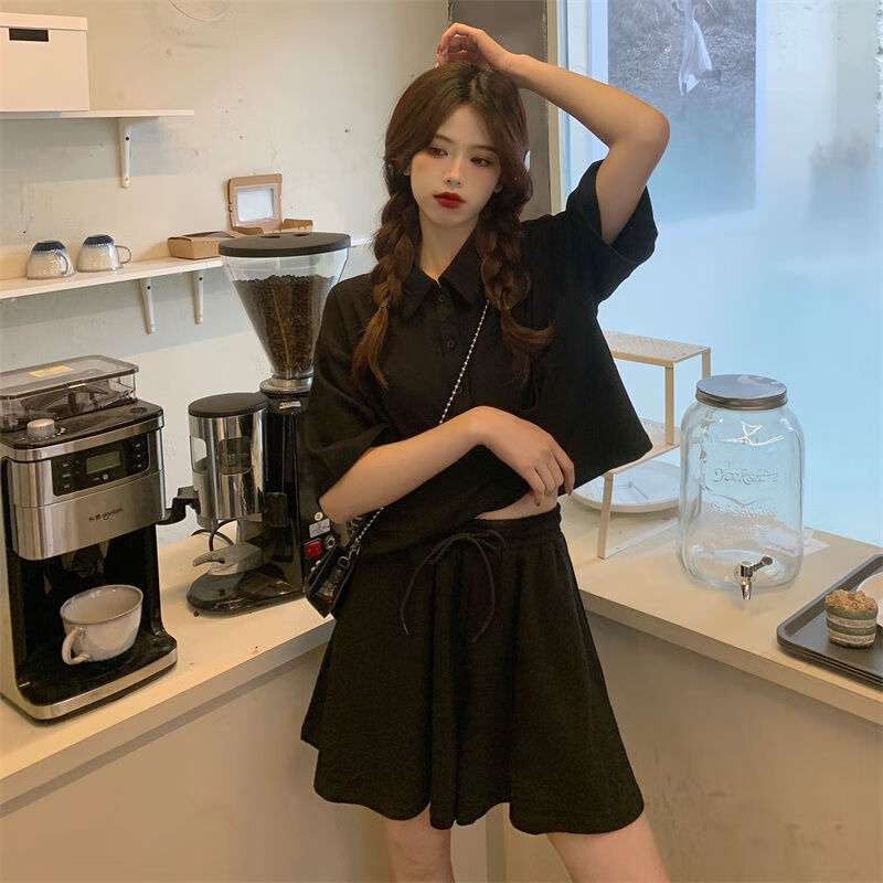 予愿夏天矮个子微胖女生套装胖妹妹大码休闲外穿显瘦短裤裙套装夏季新