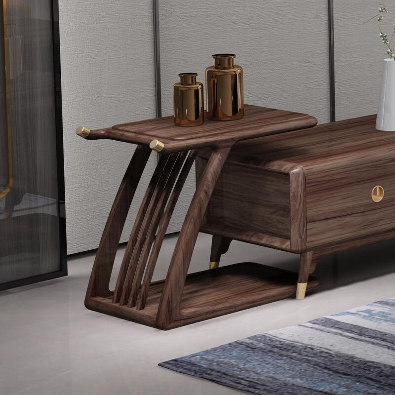 心居名家 实木边桌边几 新中式沙发小边桌子进口乌金木客厅家具电视柜