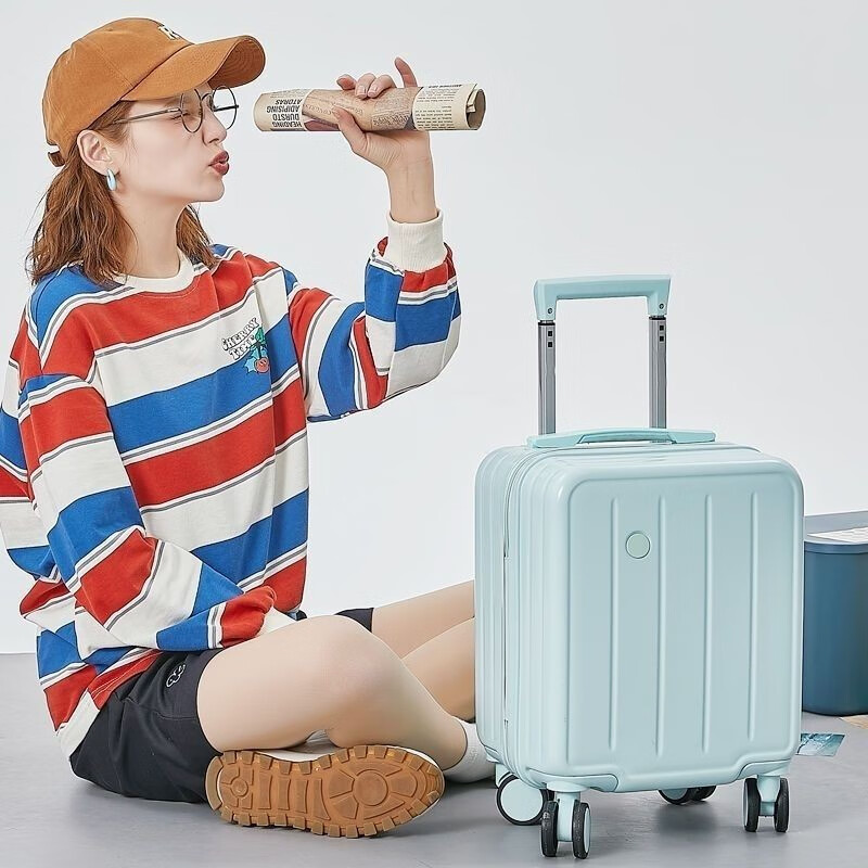 20*30*40 春秋航空登机箱小型轻便拉杆行李箱学生旅行密码皮箱子 贝壳白307拉链 14英寸 20x30x40cm可登机