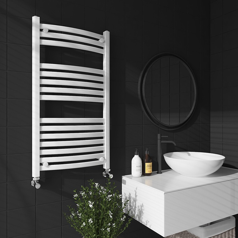 森拉特卫生间暖气片家用水暖 卫浴壁挂低碳钢制小背篓黑色定制散热器 直板中心距450mm-高度900mm