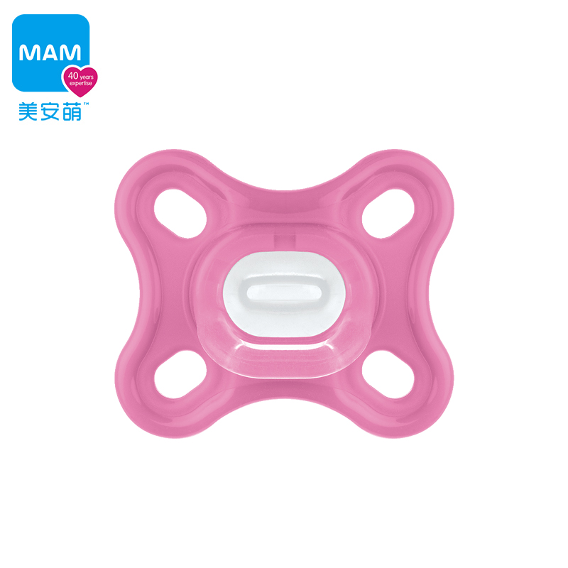 美安萌MAM comfort全硅胶安抚奶嘴一体0-6个月新生儿婴儿超软新扁头超轻 湖蓝色 0-3个月 1只装