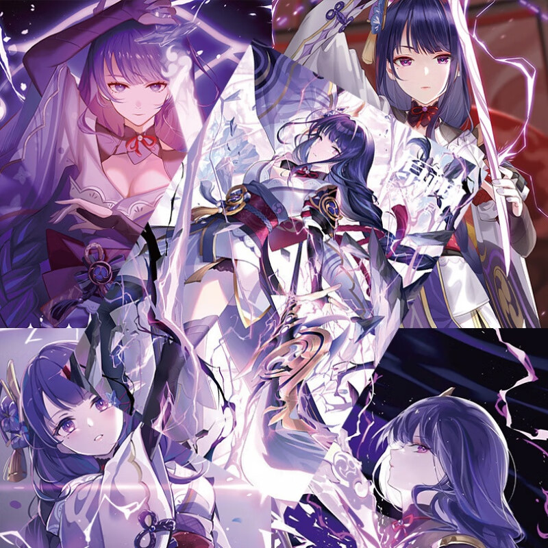 opp袋装 高清铜版纸 1套8张 动漫周边卡通宿舍墙贴 雷电将军海报