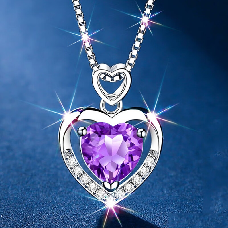 洛希曼海洋之心项链女镶钻饰品新年情人节生日礼物送女朋友老婆【刻字】 豪华礼盒+本地仓+永恒之心托帕石