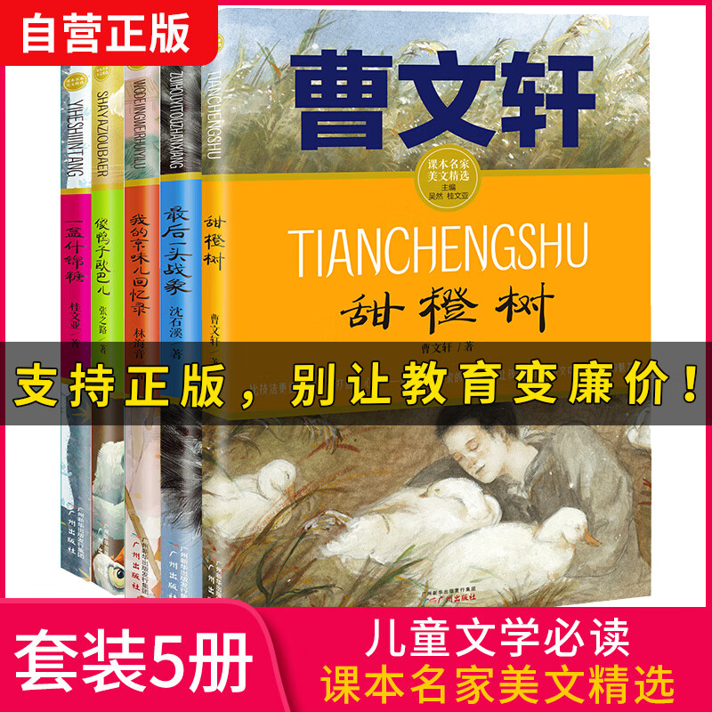 儿童文学必读名著 沈石溪最后一头战象+曹文轩甜橙树+傻鸭子欧巴儿+我的京味回忆录+一盒什锦糖（5本）