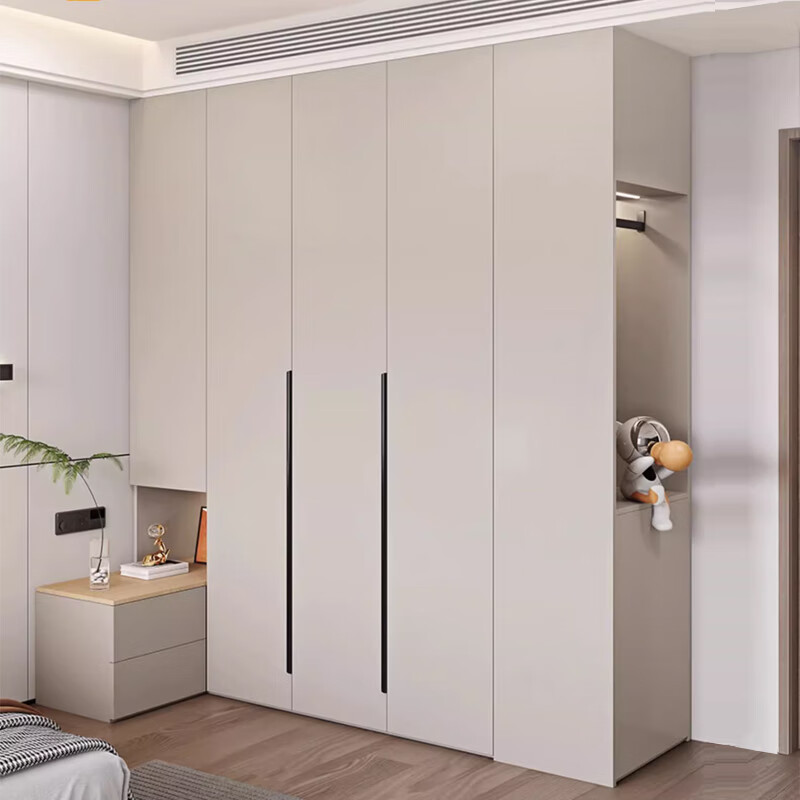 山头林村带床头柜的衣柜轻奢实木衣柜床头柜一体家用卧室一门到顶大