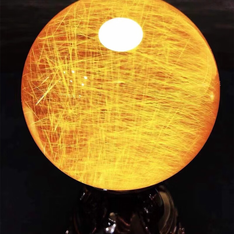 君政金发晶球摆件顺发全净体发丝浓密飘逸有序家居办公摆放金光四射