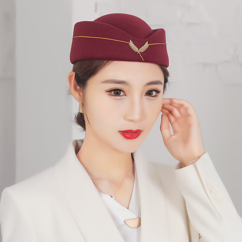 井承cos制服空姐装饰帽子酒店前台礼仪仗鼓队演出舞蹈礼帽乐队乘务员 酒红色 均码怎么样,好用不?