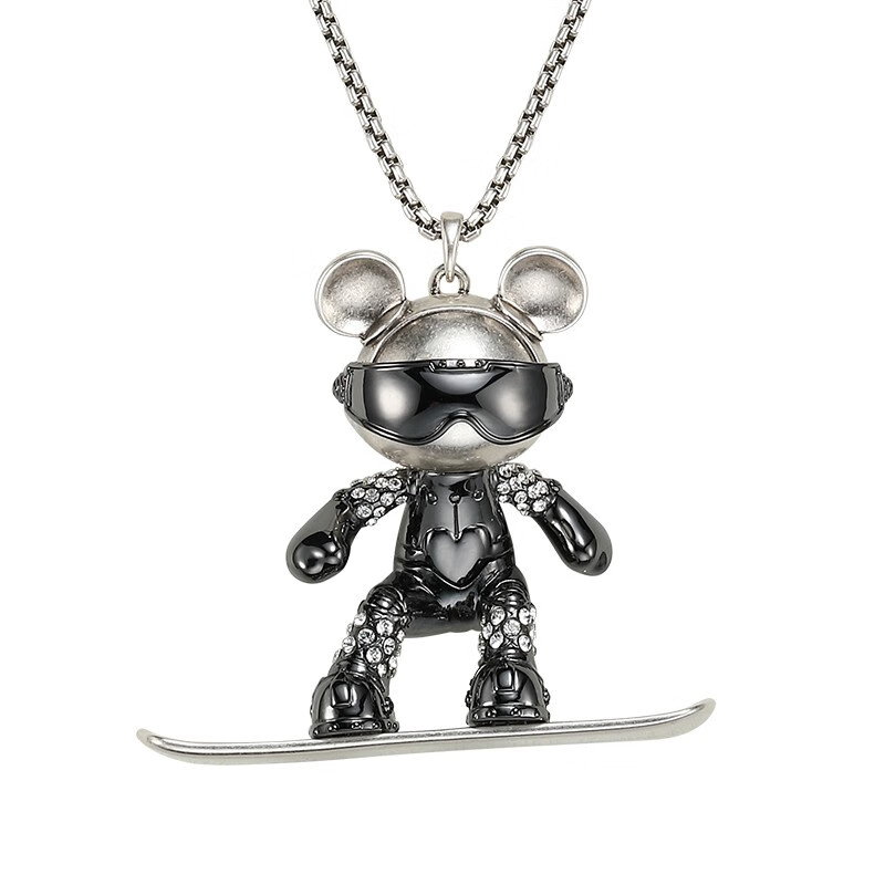 星际熊新款原创设计轻奢情侣项链高级感时尚潮流首饰滑雪小熊日常送礼