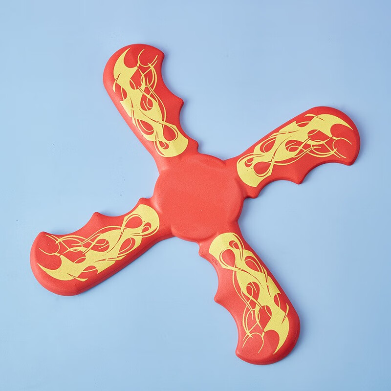 七星魔玩儿童回旋镖飞盘玩具软十字回力镖男孩户外玩具 红色-室外四叶