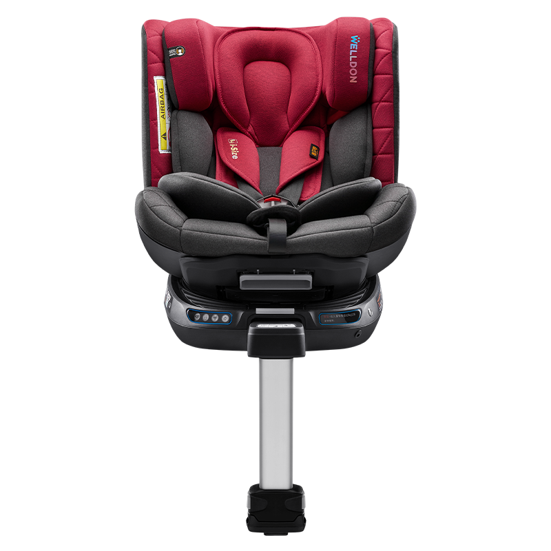 惠尔顿（welldon）儿童安全座椅0-4-6-7岁婴儿360度旋转可坐可躺正反双向安装 四大智能监测 智转 雀羽红