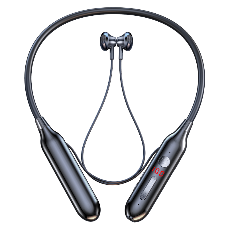 蓝谛 80-100小时超长续航挂脖式立体声蓝牙运动耳机可插内存卡支持EQ音效选择安卓苹果IOS可用 黑色 耳机标配：耳机+充电线+耳帽