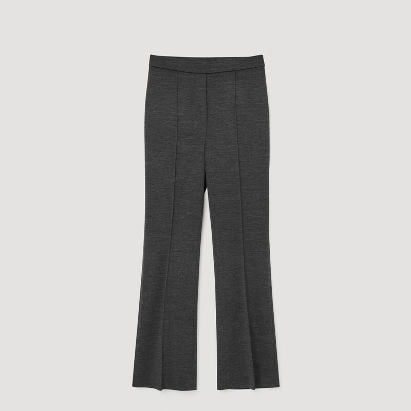 OVV秋冬热卖女装简约利落时髦舒适羊毛微喇休闲裤 深空灰 M