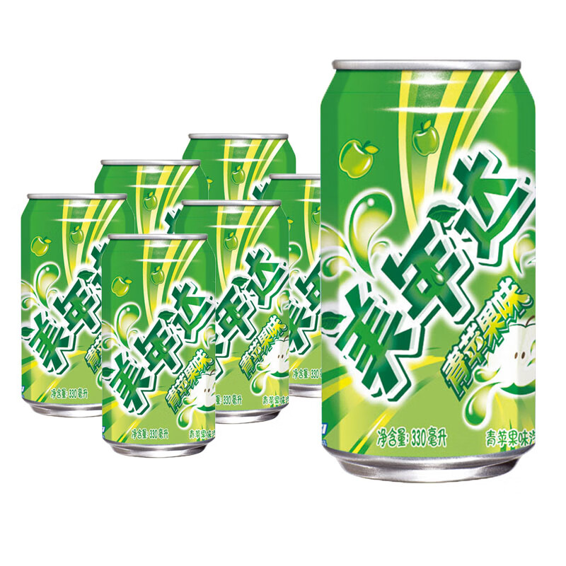 百事可乐美年达青苹果味碳酸汽水饮料饮品330ml*易拉罐装 美年达青